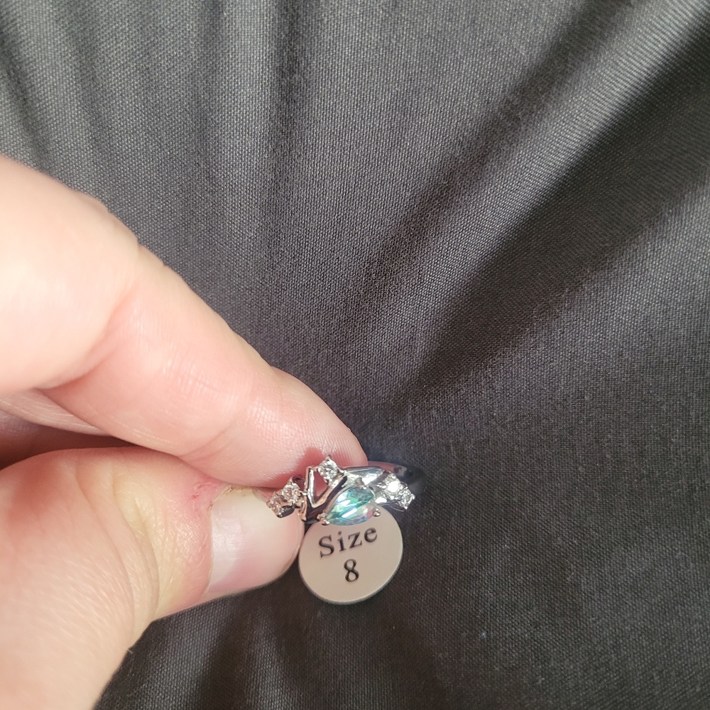 White Rhodium Plated Ring With Crystals